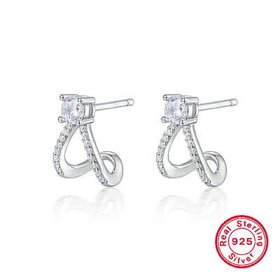 Anti-Tarnish Rhodium Plated 925 Sterling Silver Stud Earrings