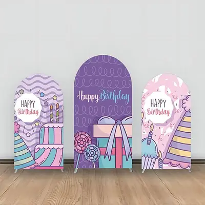 Purple Gift Cakes Hat Candle Star Arch Backdrop Kit - Aperturee