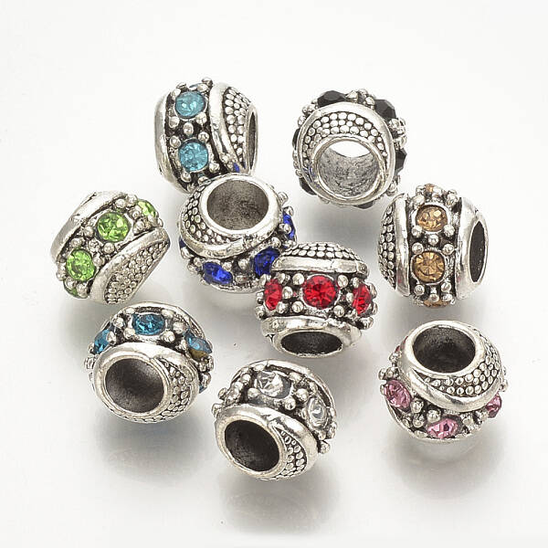 Alloy Rhinestone European Beads