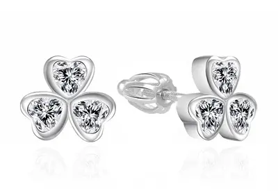 Agato AGT-E063SW Glitter Silver Clover Earrings