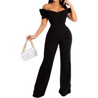 Women's Elegant Sexy Off Shoulder Short Sleeve Wide Leg Pants Long Pant Onesie Clubwear Party Dressy Jumpsuits Formal Chic Wo...