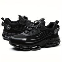 Breathable And Comfortable, Men's High-top Safety Shoes With Steel Toe And Rotary Knob - Anti-puncture, Anti-slip Sole, Breat...