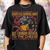 Faithful To The Cheese Shirt, Vintage Japanese Horror Rat Graphic Tee, Tokyo Weird Streetwear Gifts Unisex Shirt, Hoodie, Swe...