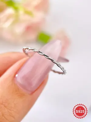 S925 Sterling Silver Simple Twist Design Ring, Fashion Accessories for Women & Girls, Trendy All-match & Exquisite Jewelry fo...