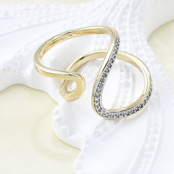 Brass Micro Pave Clear Cubic Zirconia Cuff Rings for Women