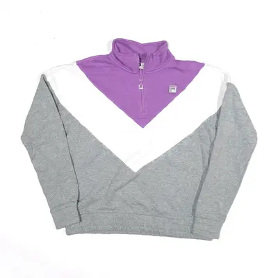 FILA Sports Sweatshirt Grey Colourblock 1/4 Zip Girls M