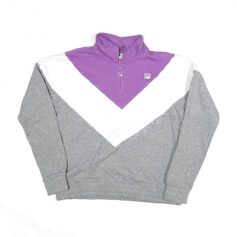 FILA Sports Sweatshirt Grey Colourblock 1/4 Zip Girls M