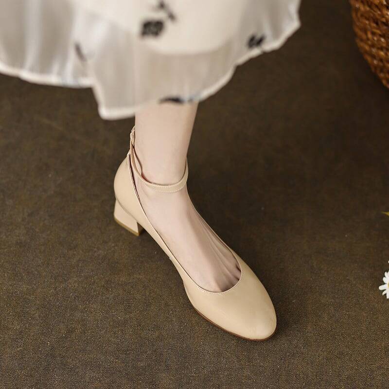 CHIKO Sarah Round Toe Block Heels Pumps Shoes