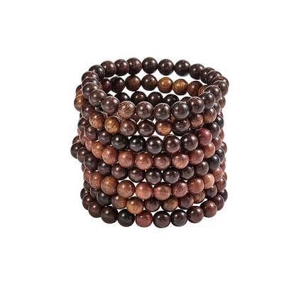 Unisex Natural Wood Beaded Stretch Bracelets