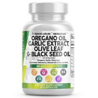 Herba Plex | Oil of Oregano Garlic Extract Olive Leaf Black Seed Oil - Oregano Oil Supports Digestive Health Supplement for W...