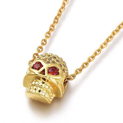 Brass Micro Pave Cubic Zirconia Pendant Necklaces