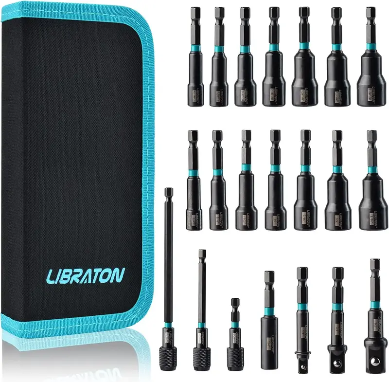 Libraton 21PCS Magnetic Nut Driver Set, Impact Drill Driver Bit Set 1/4\