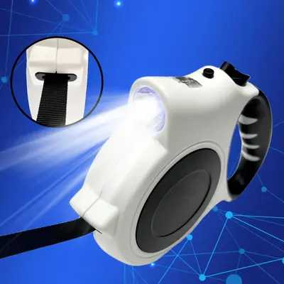 Adjustable Pet Leash with LED Light, Retractable Dog Leash, Pet Walking Leash for Small & Medium Dogs, Night Walking Leash fo...