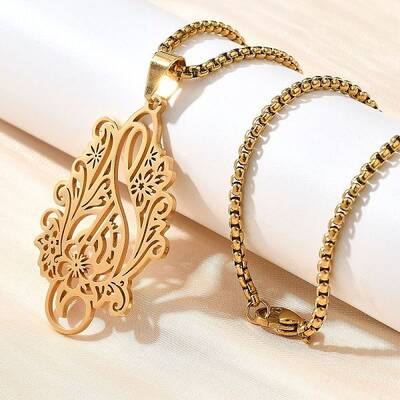 304 Stainless Steel Laser Cut Flower Musical Note Pendant Box Chain Necklaces for Women Men