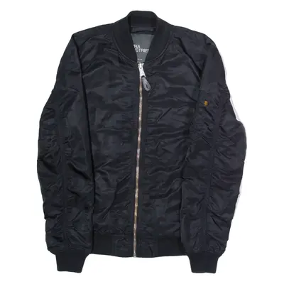 ALPHA INDUSTRIES Mens Bomber Jacket Black Nylon L