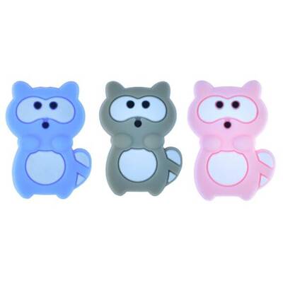 12Pcs 3 Styles Raccoon Silicone Beads