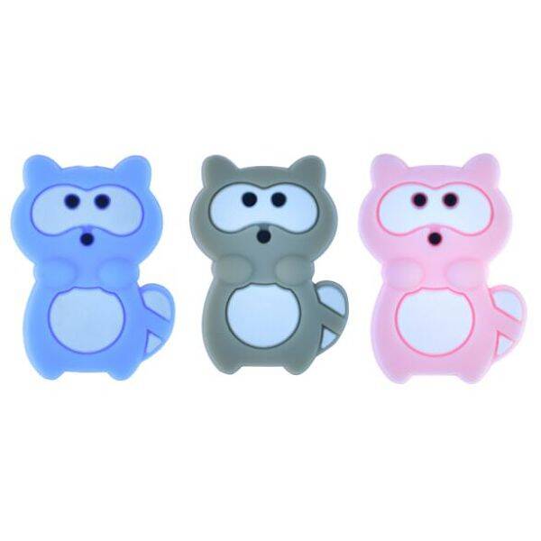 12Pcs 3 Styles Raccoon Silicone Beads