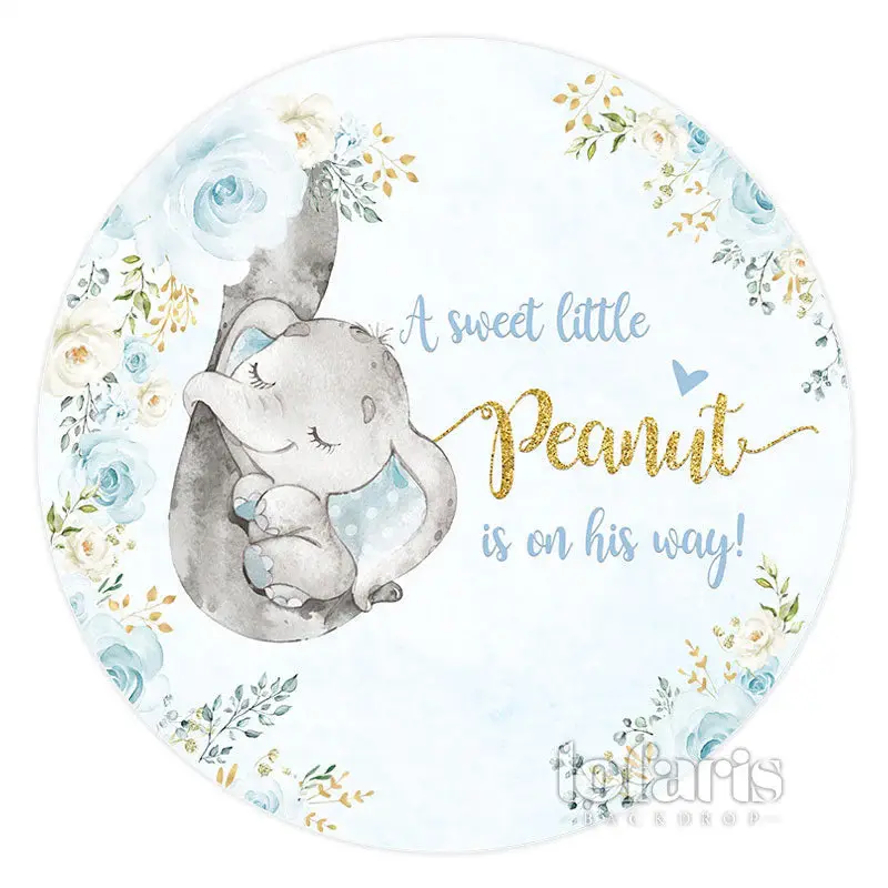 Aperturee A Little Peanut Is On His Way Round Baby Shower Backdrop | Baby Shower Backdrop Ideas | Round Party Backdrop | Cust...