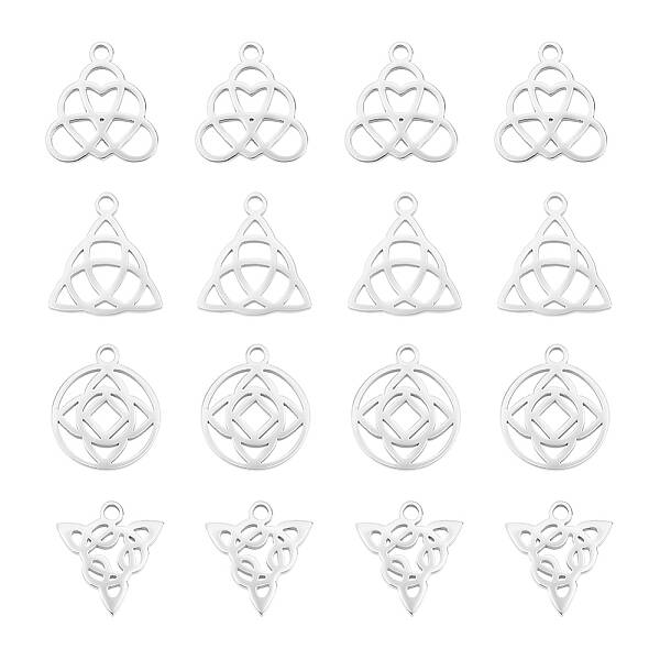 16Pcs 4 Styles 316 Surgical Stainless Steel Charms