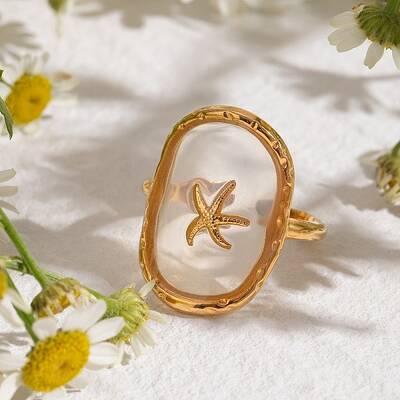 304 Stainless Steel Resin Cuff Rings for Women