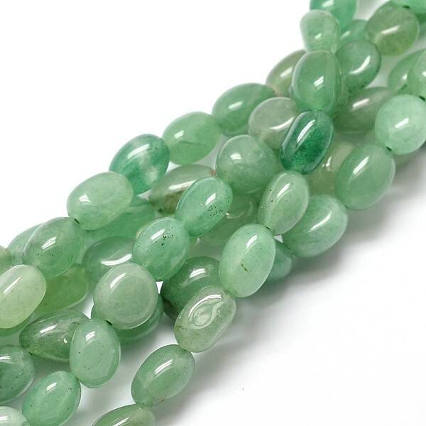 Natural Green Aventurine Gemstone Oval Bead Strands