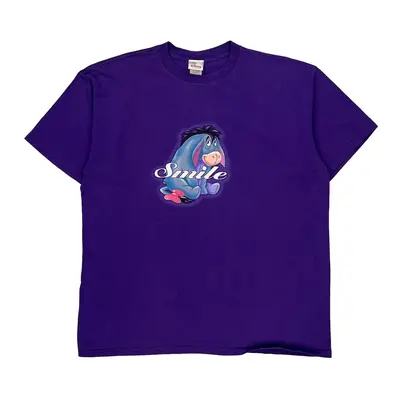 Eeyore Disney Graphic T-Shirt - XL Purple Cotton