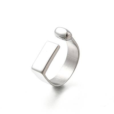 Rectangle 304 Stainless Steel Cuff Rings
