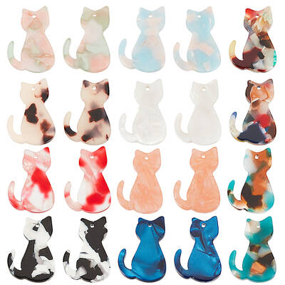 20Pcs 10 Colors Opaque Cellulose Acetate(Resin) Pendants