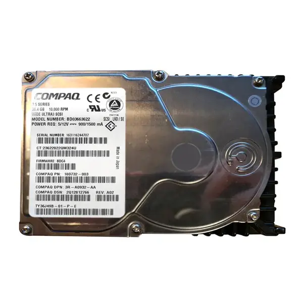 BD036636221 HP 36GB 10000RPM Ultra 160 SCSI 3.5-Inch 16MB Cache Hot Swap Hard Drive