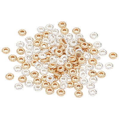 120Pcs 2 Colors Alloy Spacer Beads. Textured