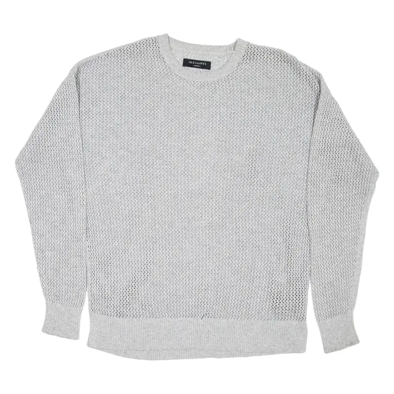 ALL SAINTS Mens Jumper Grey Open Knit Wool M