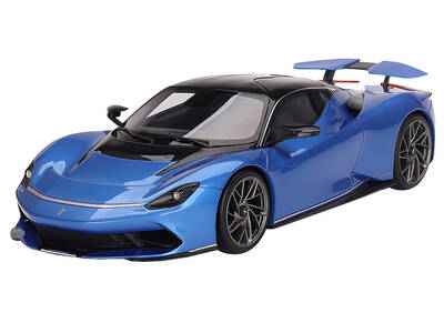 2019 Automobili Pininfarina Battista Iconica Blue Metallic with Black Top World Premiere 1/18 Model Car by Top Speed