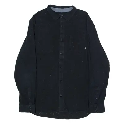 VANS Speckled Mens Plain Shirt Black Long Sleeve L