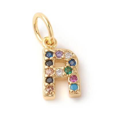 Brass Micro Pave Colorful Cubic Zirconia Charms