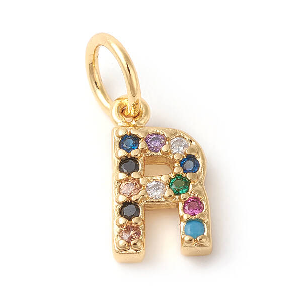 Brass Micro Pave Colorful Cubic Zirconia Charms