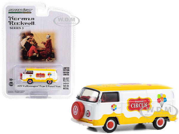 1971 Volkswagen Type 2 Panel Van Yellow and White with Red Interior \