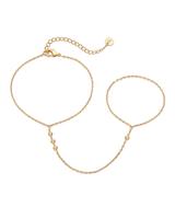 PAVOI 14K Gold Plated Hand Chains Bracelet for Women | Dainty Cubic Zirconia Bracelet and Ring Chain Body Jewelry