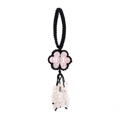 Flower Natural Rose Quartz Braided Thread Pendant Decorations