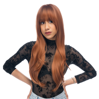 26-Inch Gingersnap Copper Straight Lightly Wavy Synthetic Wig | 【Heat Resistant】【Cap Included】 | #18