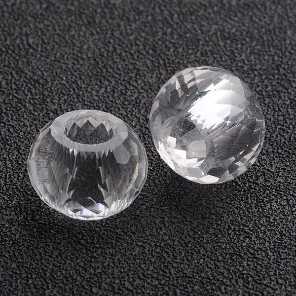 128 Faceted Glass European Rondelle Large Hole Beads