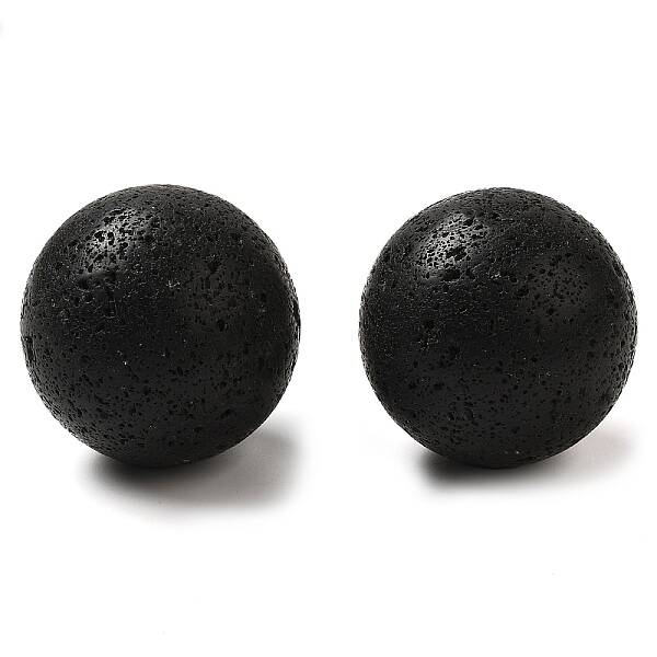 Natural Lava Rock Sphere Beads