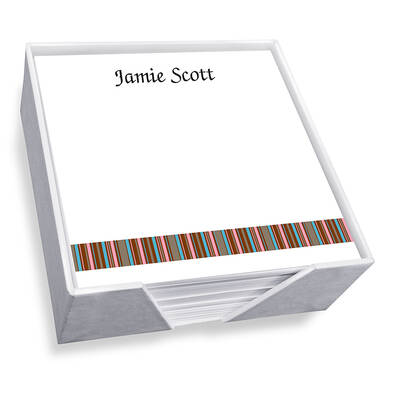 Mary Stripes Memo Square - White with holder