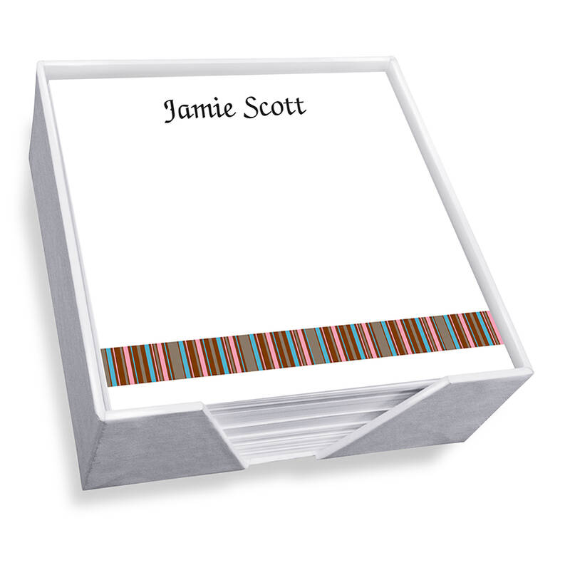 Mary Stripes Memo Square - White with holder