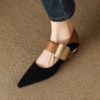 CHIKO Megean Pointy Toe Block Heels Mary Jane Shoes