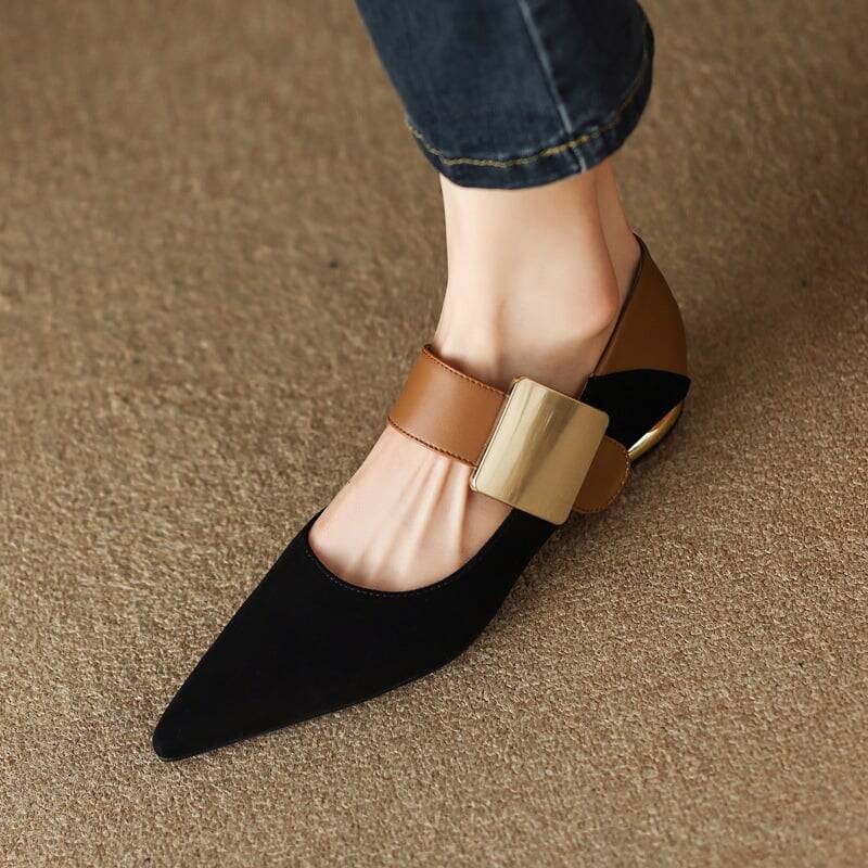 CHIKO Megean Pointy Toe Block Heels Mary Jane Shoes