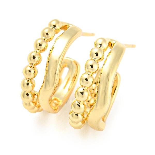 Rack Plating Brass C Shape Stud Earrings