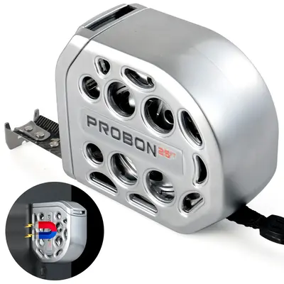 25ft/7.5m Self-Locking Magnetic Stainless Steel Tape Measure, Black Laser Engraved Single-Sided Scale (Inches/Feet), Automati...