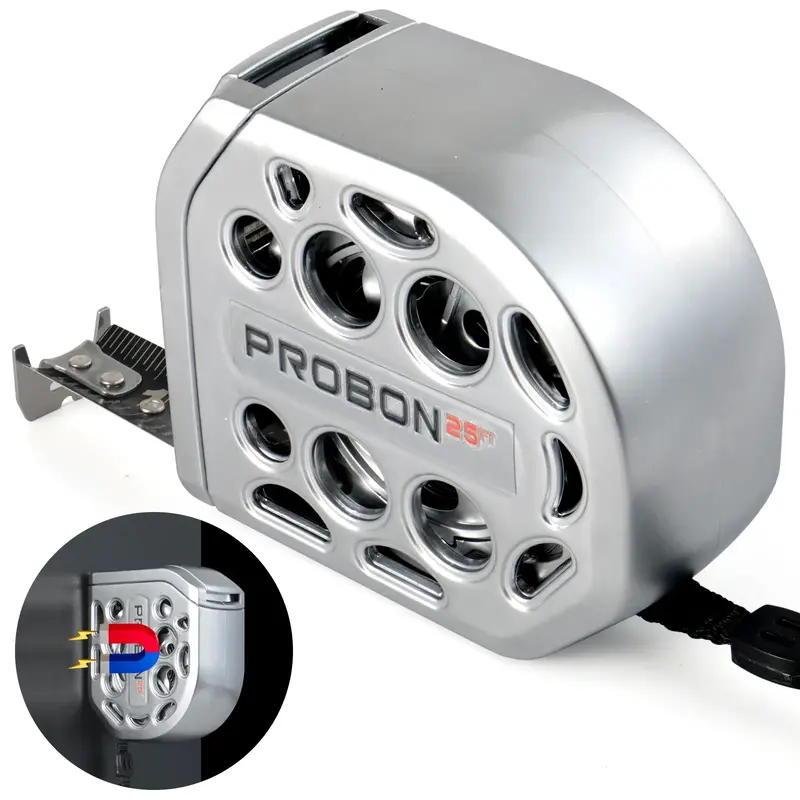 25ft/7.5m Self-Locking Magnetic Stainless Steel Tape Measure, Black Laser Engraved Single-Sided Scale (Inches/Feet), Automati...