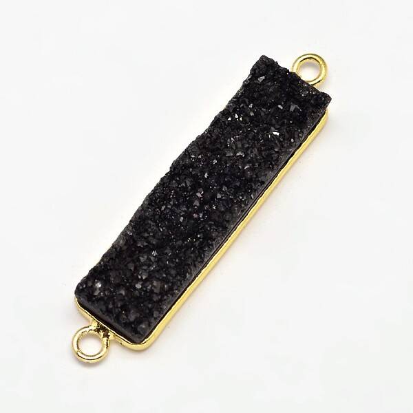 Rectangle Electroplated Natural Druzy Crystal Agate Links connectors