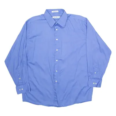 CALVIN KLEIN Mens Plain Shirt Blue Long Sleeve 2XL